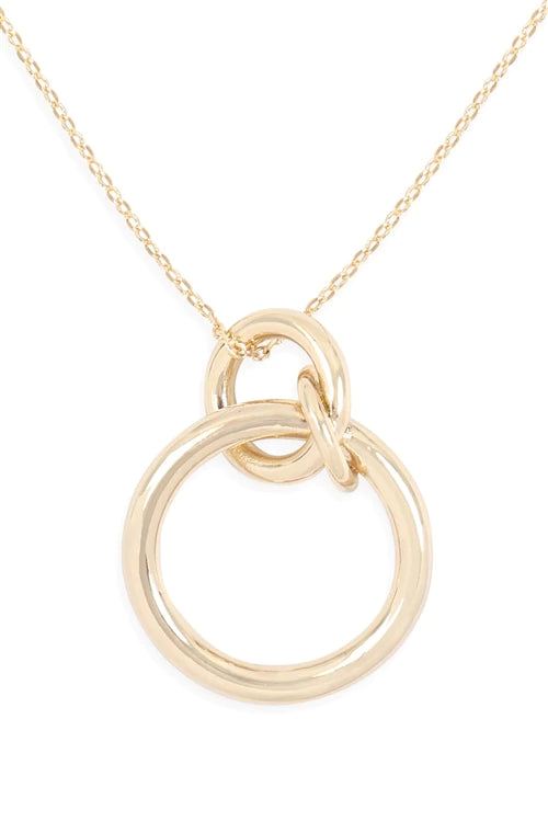 3 Linked Ring Necklace Gold