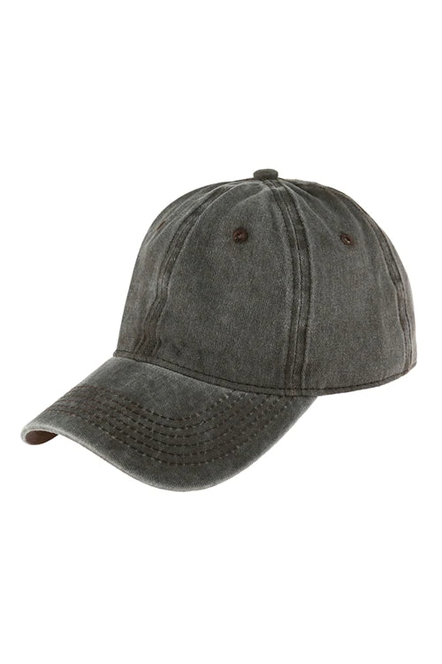 Acid Washed Baseball Cap - Brown