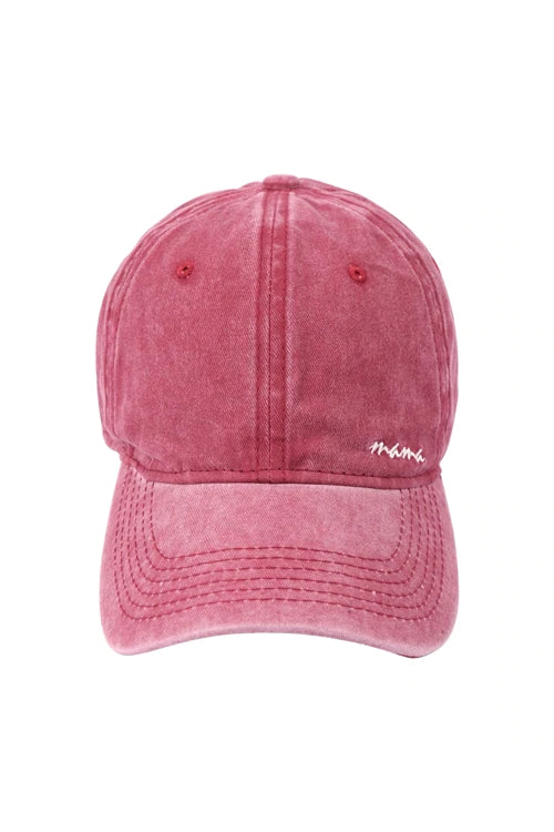 Fashion Cap With Mama Embroidery - Burgundy