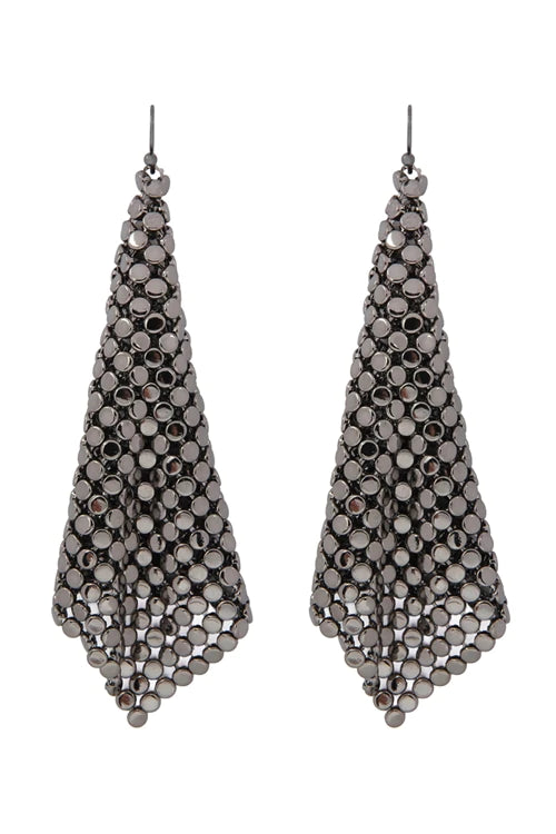 Floppy Cone Square Shape Drop Earrings Hematite