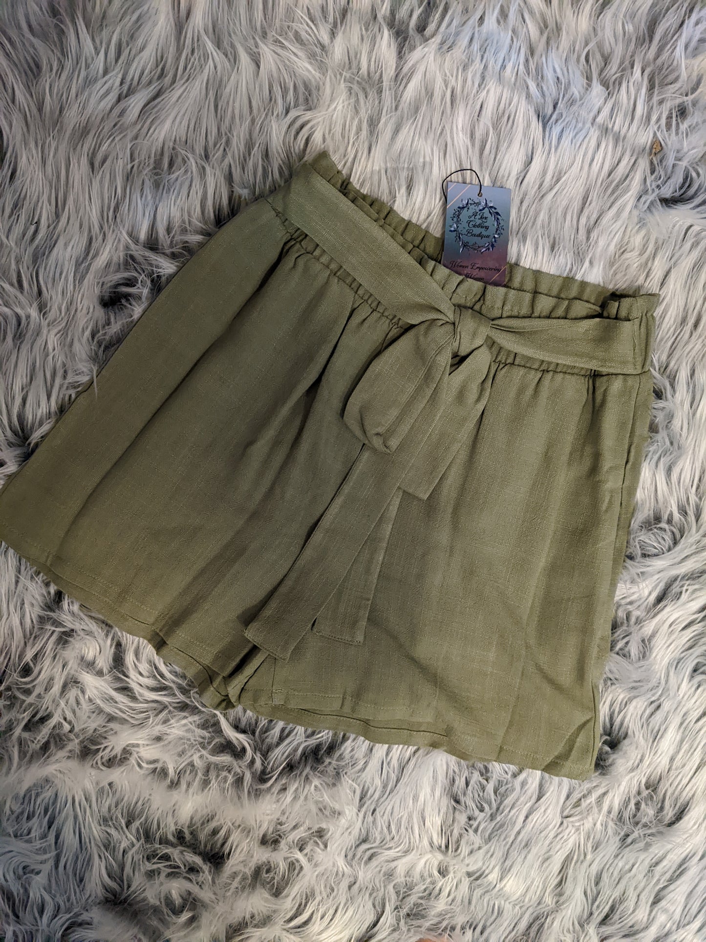 Solid Linen Paperbag Woven Shorts