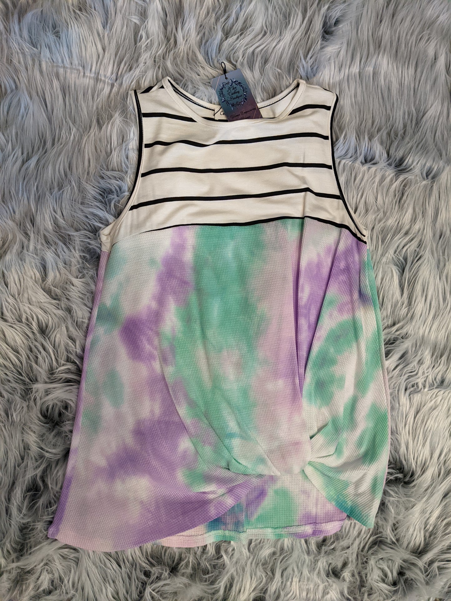 Tie Dye Sleeveless Front Knot Top