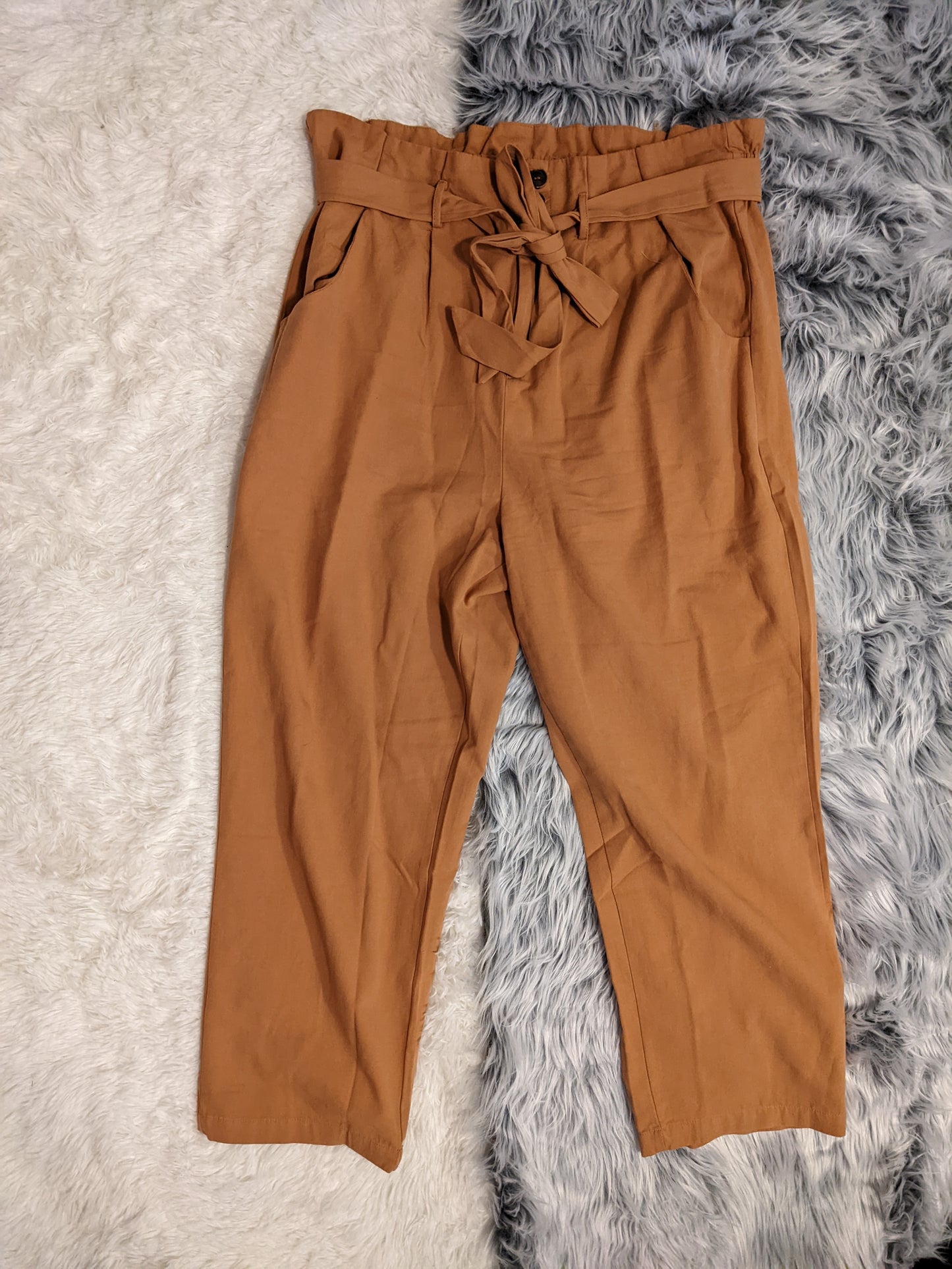 Pleated Paperbag Waist Pant with Belt